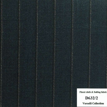 D632/2 Vercelli CXM - Vải Suit 95% Wool - Xanh Dương Sọc
